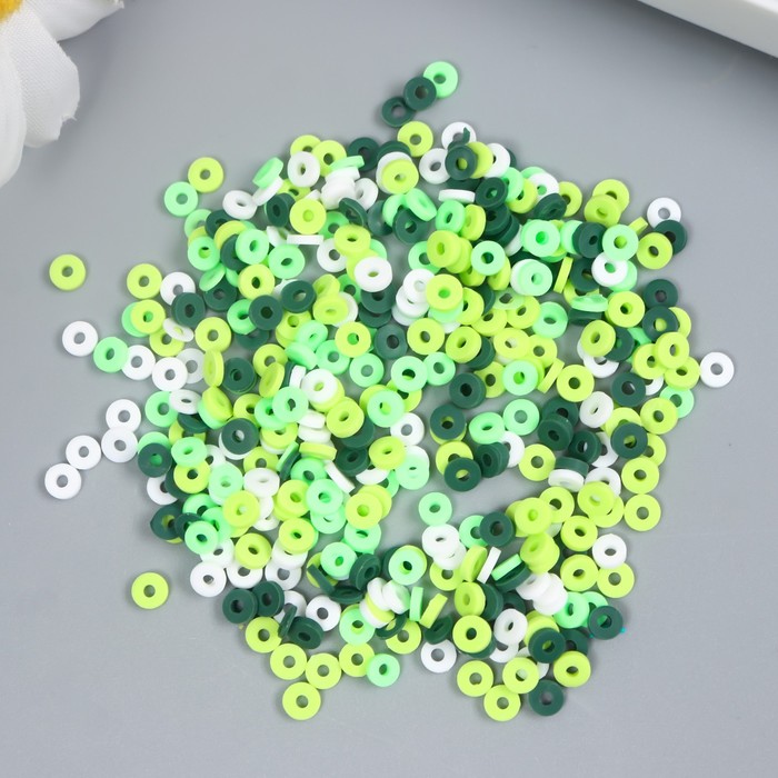 цена Бусины для творчества PVC Колечки зелёные набор ≈ 330 шт 0,1х0,4х0,4 см