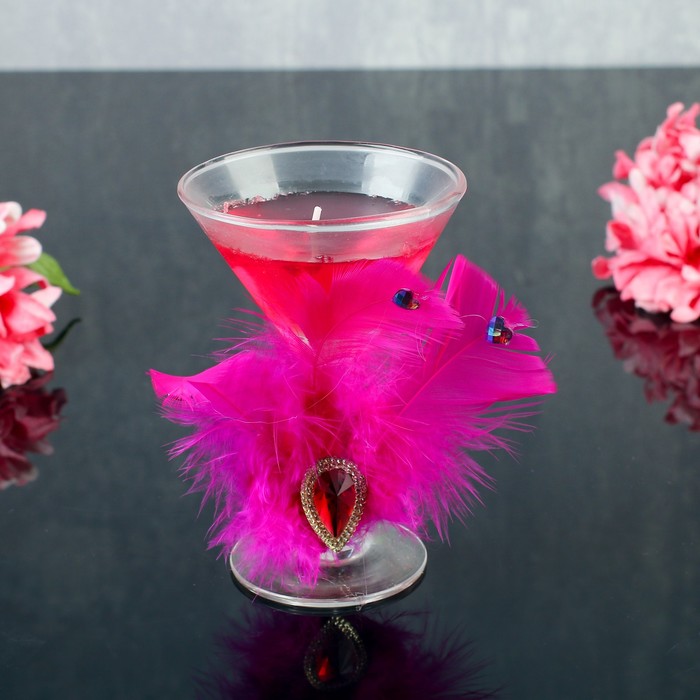 Свеча гелевая "Перо", цвет розовый