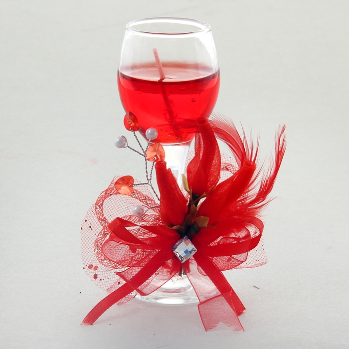 Свеча гелевая "Огненный цветок", цвет красный