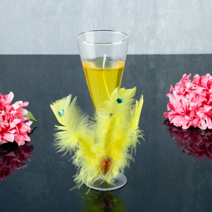 Свеча гелевая "Перо", цвет желтый