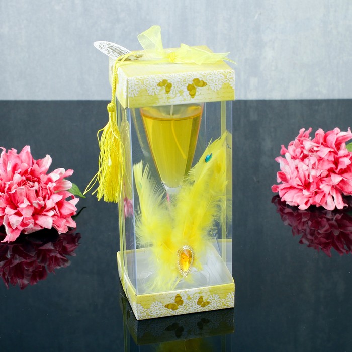 Свеча гелевая "Перо", цвет желтый