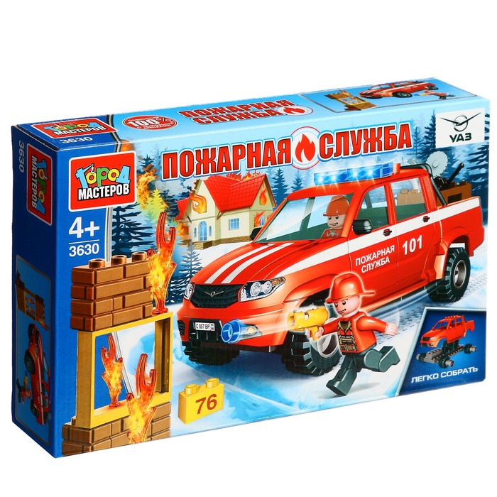 цена Конструктор «UAZ Pickup Пожарная служба», 76 деталей