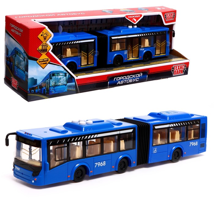 Автобус «Городской», 32,5 см, двери, 4 кнопки, цвет синий, световые и звуковые эффекты