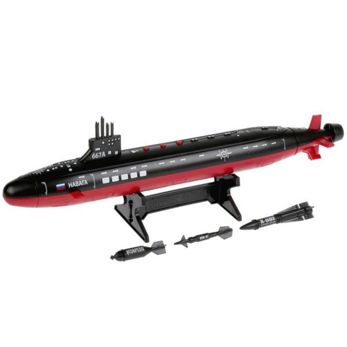 Модель пластик «Подводная лодка», 42 см, ракеты, подставка, световые и звуковые эффекты