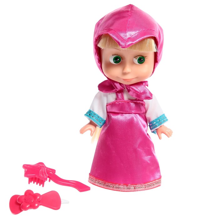 цена Кукла «Маша и медведь», 15 см, без звука, в розовом платье
