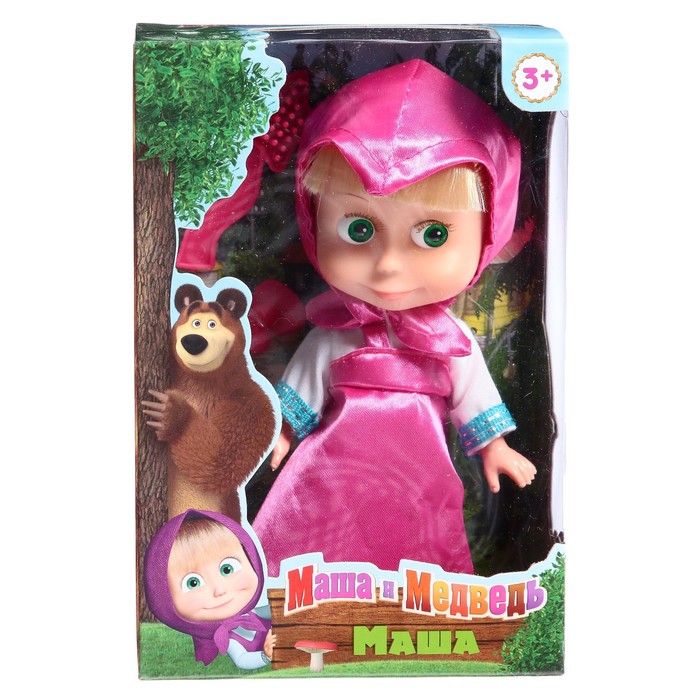 Кукла "Маша и медведь", 15 см, без звука, в розовом платье 83030WOSB