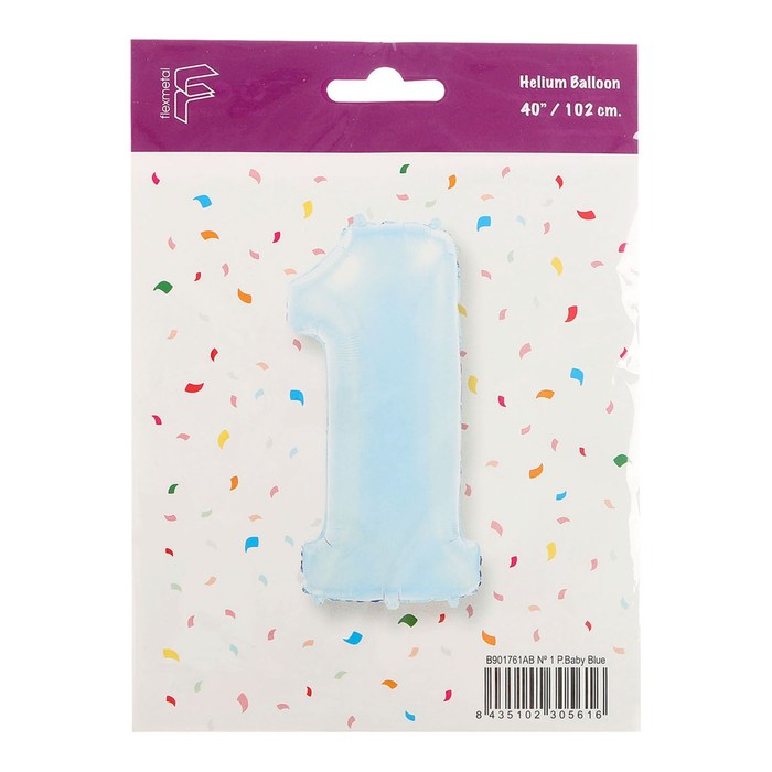 

Шар фольгированный 40 «Цифра 1», голубой, Pastel Blue