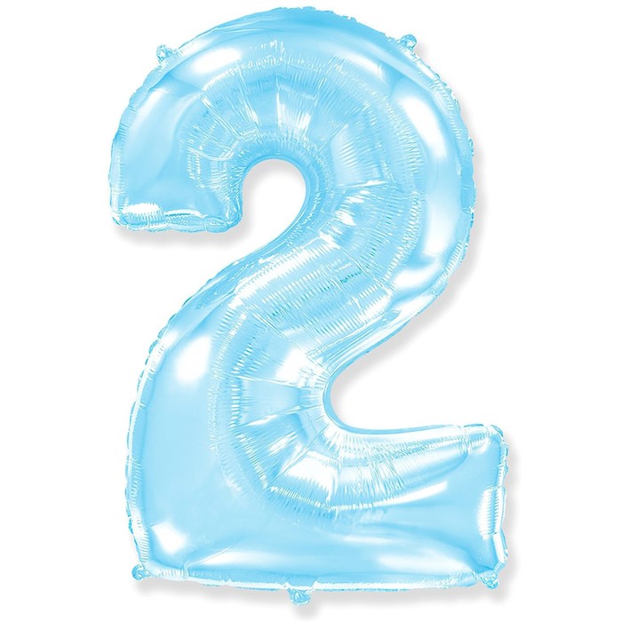 

Шар фольгированный 40 «Цифра 2», голубой, Pastel Blue