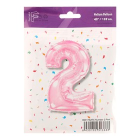 

Шар фольгированный 40 «Цифра 2», розовый, Pink