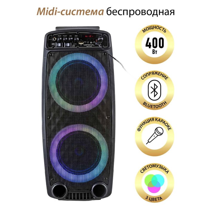 Акустическая система National NSM-V150, 80Вт, MP3/WMA/FLAC/WAV/APE/AAC, цвет чёрный