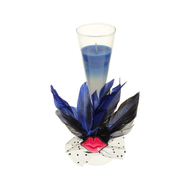 Свеча восковая "Страстный поцелуй", цвет бело-синий