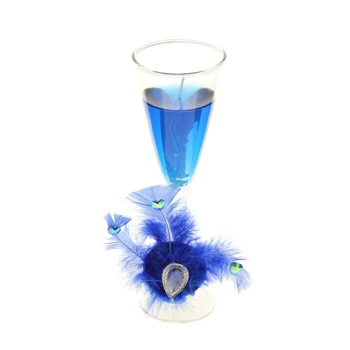 Свеча гелевая "Перо", цвет голубой