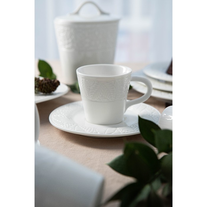 Кофейная пара фарфоровая Magistro Сrotone, чашка 100 мл, 10,5×7,5×7 см, блюдце d=15 см