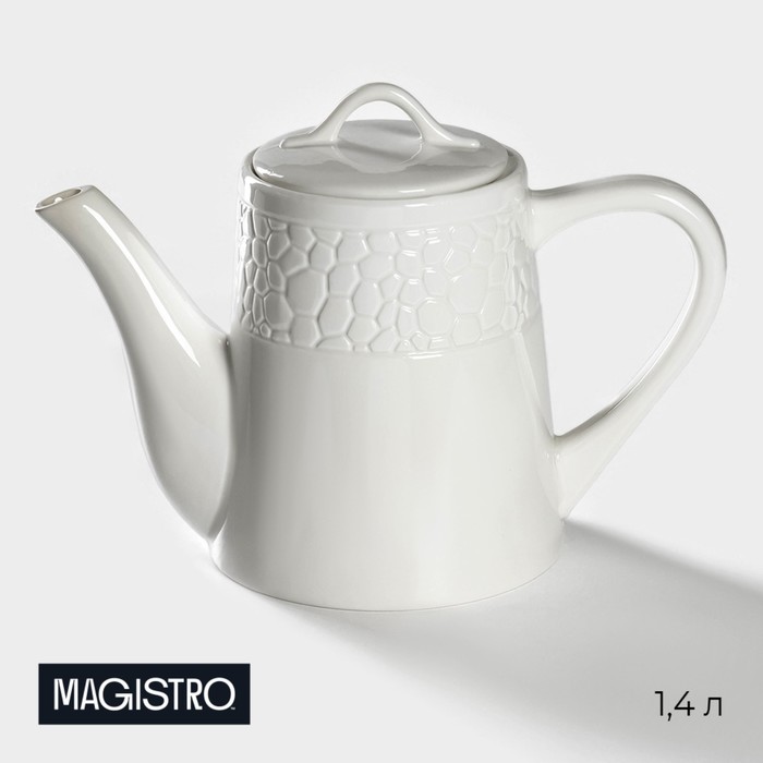 Чайник фарфоровый заварочный Magistro Rodos, 1,4 л, цвет белый чайник фарфоровый заварочный magistro сrotone 1 4 л цвет белый