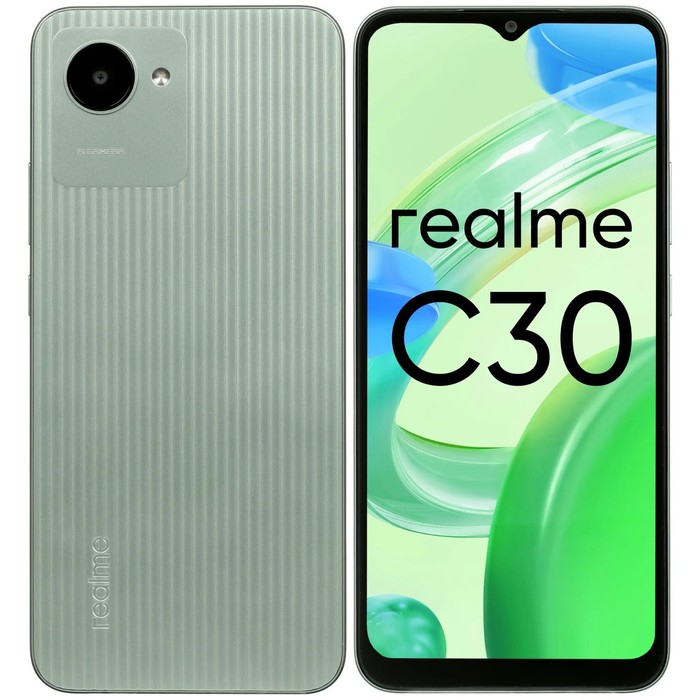 Смартфон Realme C30, 6.5, LCD, 2 sim, 4 Гб, 64 Гб, 8 Мп, 5 Мп, microSD, 5000 мАч, зеленый смартфон realme narzo 50i prime 6 5 4 гб 64 гб 8 мп 5 мп 5000 мач зеленый