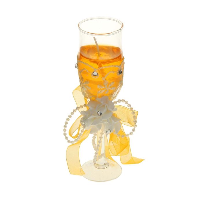 Свеча гелевая "Кружево", цвет оранжевый