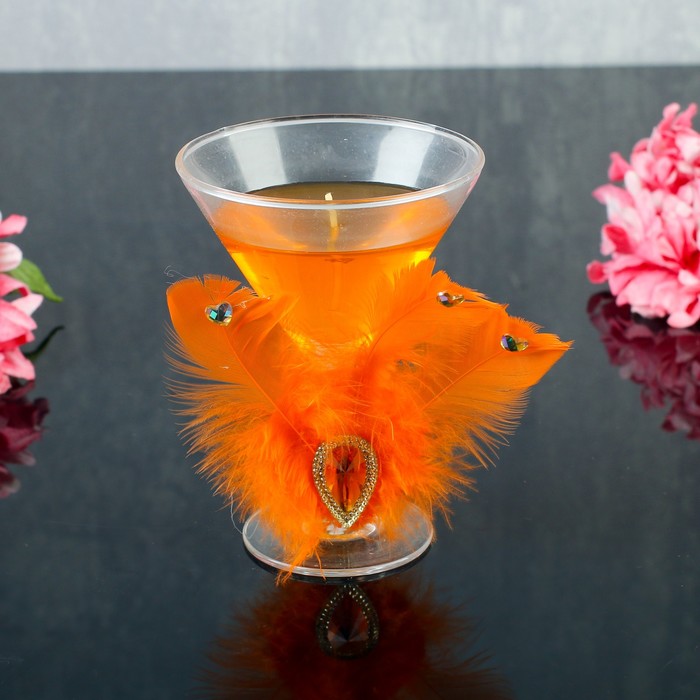 Свеча гелевая "Перо", цвет оранжевый