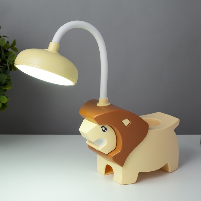 фото Настольная лампа "львёнок" led usb акб желто-шоколадный 7,5х13х29 см risalux