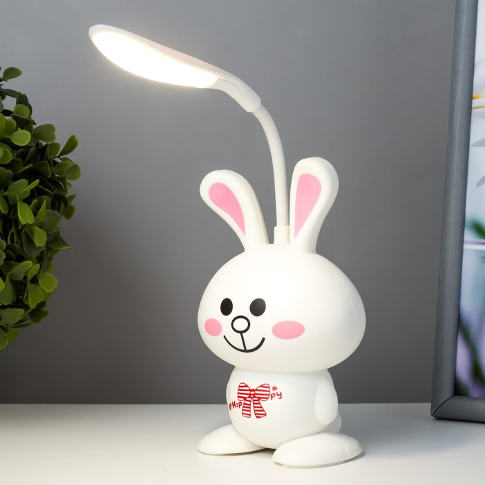 фото Настольная лампа "зайчик" led usb акб белый 6х9,5х30 см risalux