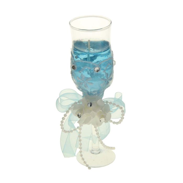 Свеча гелевая "Кружево", цвет голубой