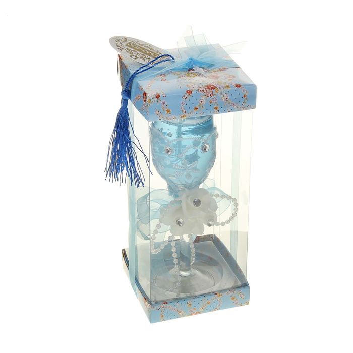 Свеча гелевая "Кружево", цвет голубой