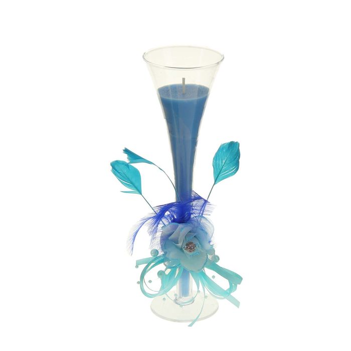 Свеча восковая "Роза страсти", цвет голубой