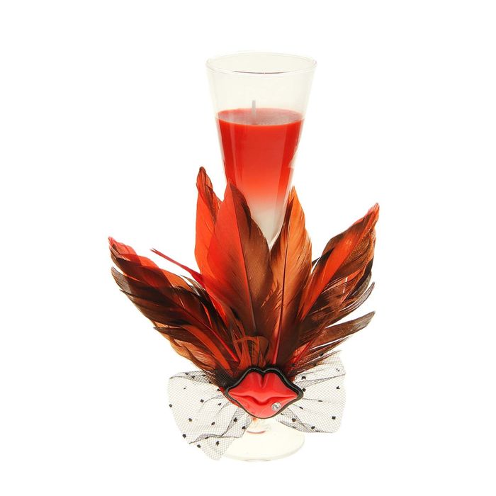 Свеча восковая "Страстный поцелуй", цвет красно-белый