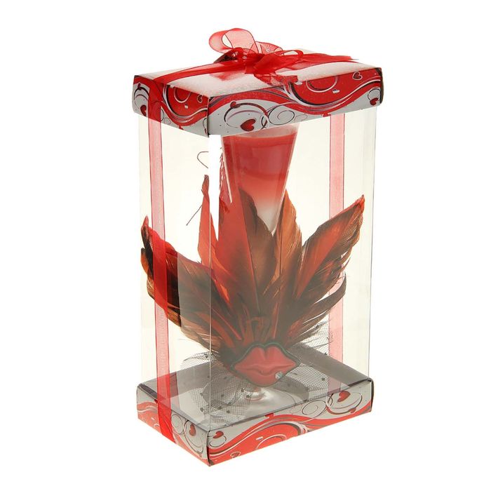 Свеча восковая "Страстный поцелуй", цвет красно-белый