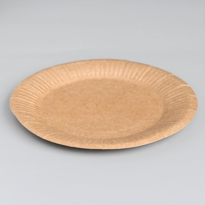 Тарелка одноразовая Крафт картон, 18 см тарелка одноразовая с ламинацией смайлик картон 18 см