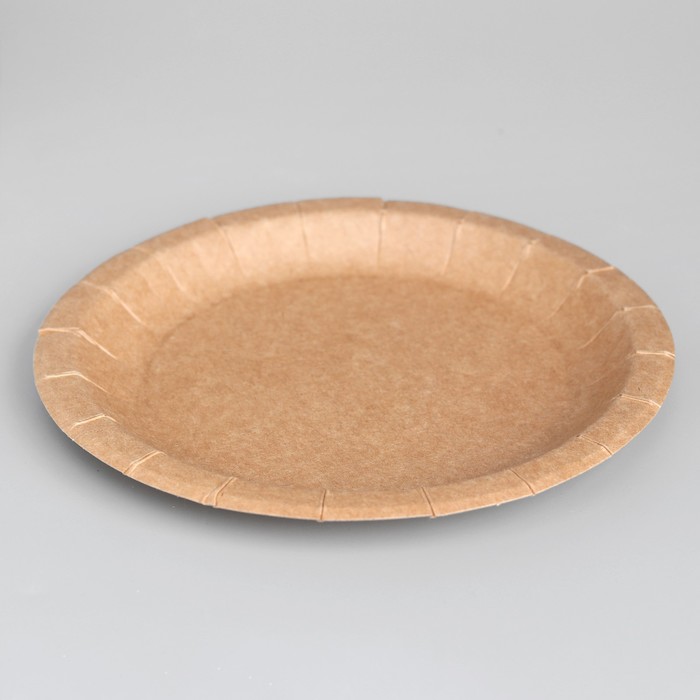 Тарелка одноразовая Крафт с бортом, картон, 18 см тарелка одноразовая с ламинацией смайлик картон 18 см