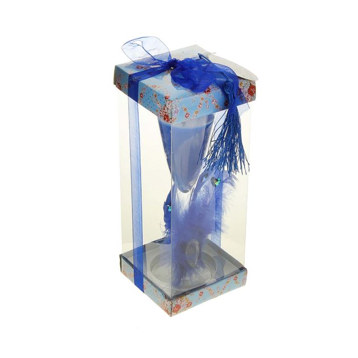 Свеча восковая "Перо", цвет голубой