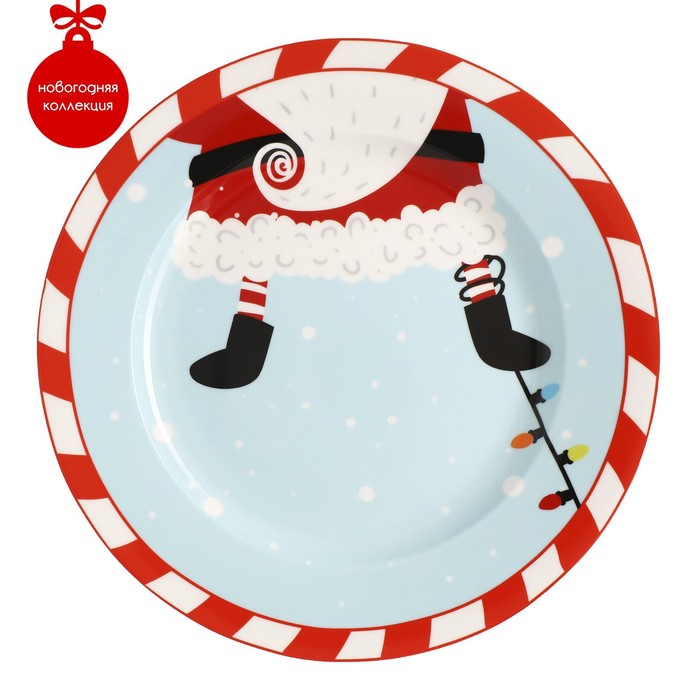 Тарелка фарфоровая десертная Доляна «Новый год. Дед Мороз», d=20,5 см тарелка фарфоровая десертная magistro новый год зимняя сказка d 20 5 см