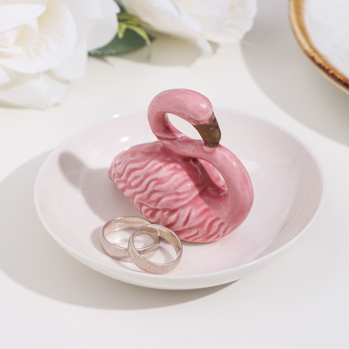 Подставка для колец "Фламинго", бело-розовый, 10,5х7 см