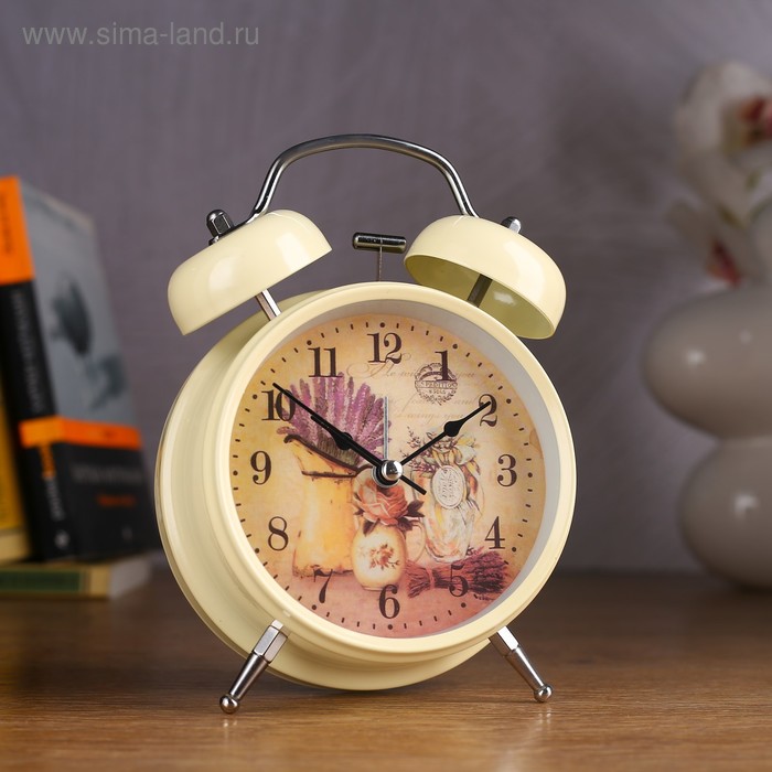 Будильник Бабочка, d=11,5 см, кремовый микс