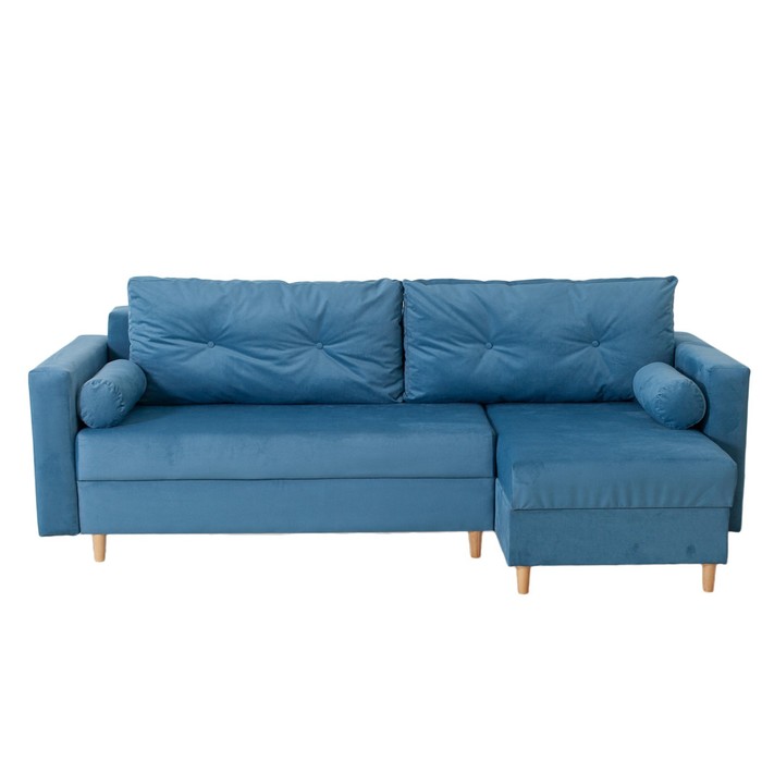 Угловой диван «Киото», механизм еврокнижка, угол универсальный, велюр, цвет синий угловой диван киото механизм еврокнижка угол универсальный велюр цвет синий