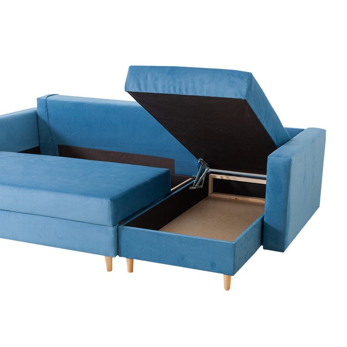 фото Угловой диван «ванкувер», механизм еврокнижка, угол универсальный, велюр, цвет синий city