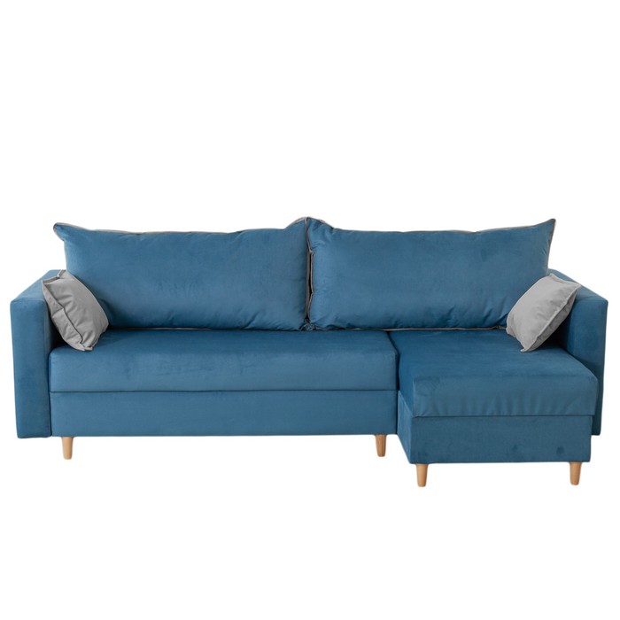 Угловой диван «Венеция», механизм еврокнижка, угол универсальный, велюр, цвет синий угловой диван киото механизм еврокнижка угол универсальный велюр цвет синий