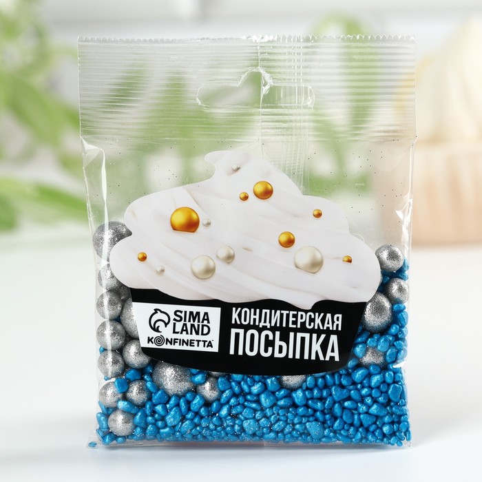 

Посыпка кондитерская «Блеск» мягкая и с шоколадом: серебристая, синяя, 50 г.