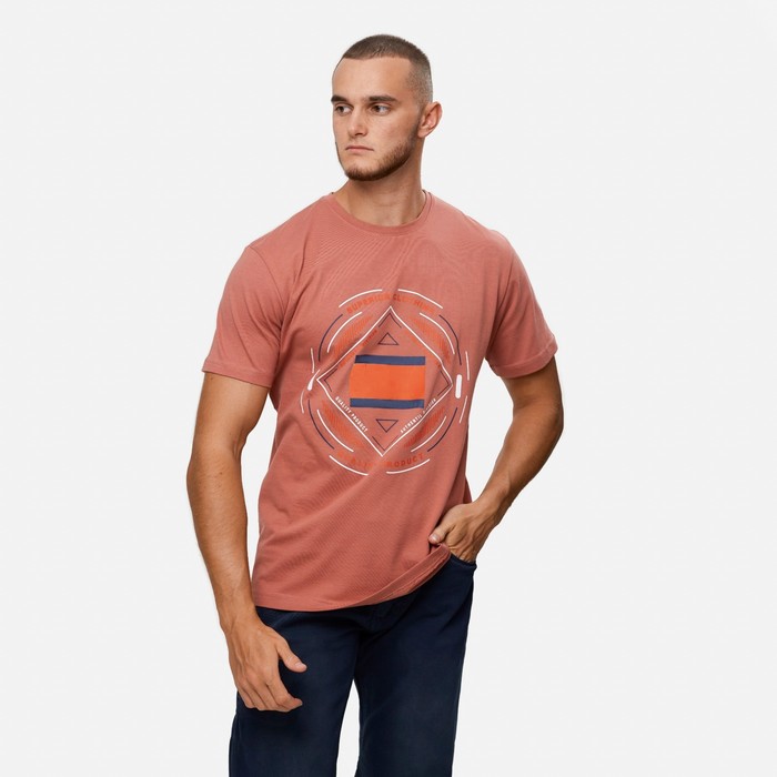 

Футболка мужская, цвет кирпичный/принт МИКС, размер 50 (XL)
