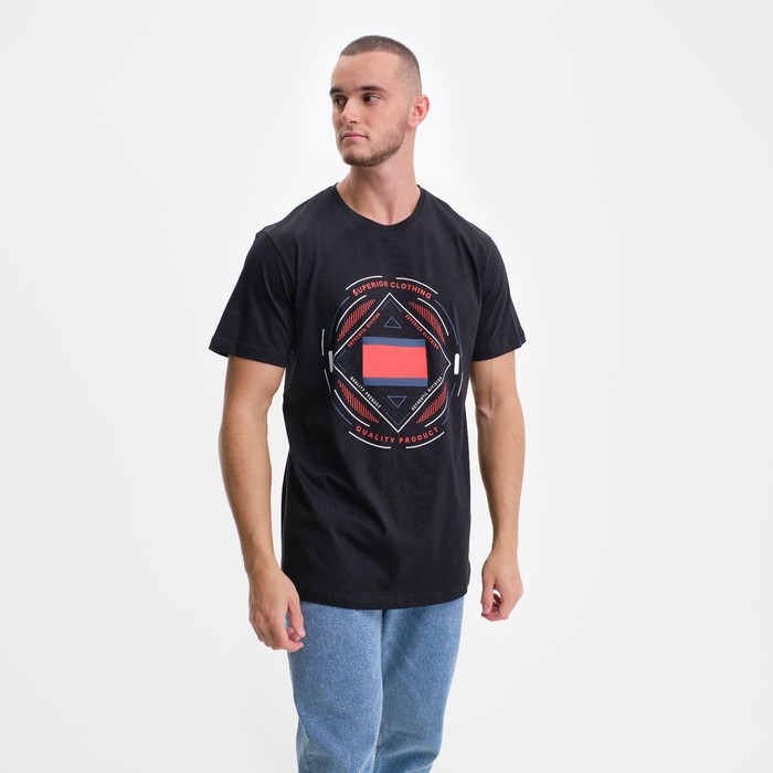 

Футболка мужская, цвет чёрный/принт МИКС, размер 50 (XL)
