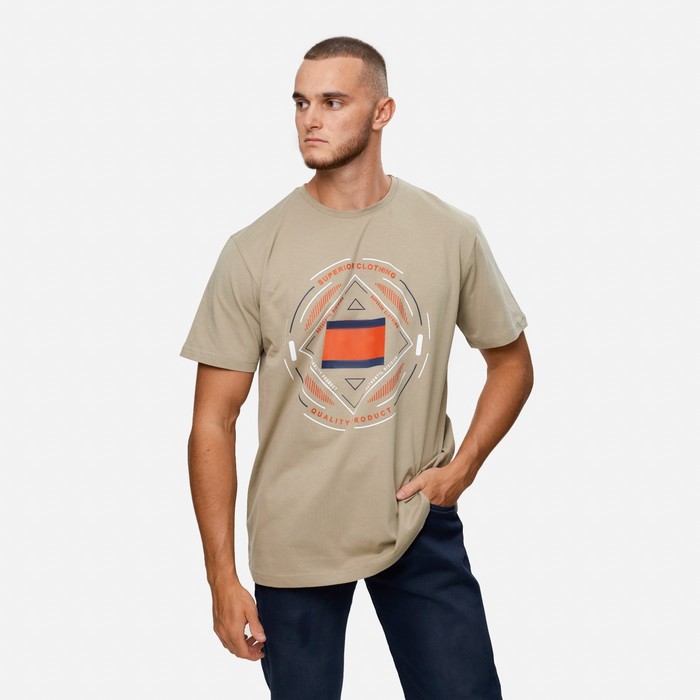 

Футболка мужская, цвет хаки/принт МИКС, размер 50 (XL)