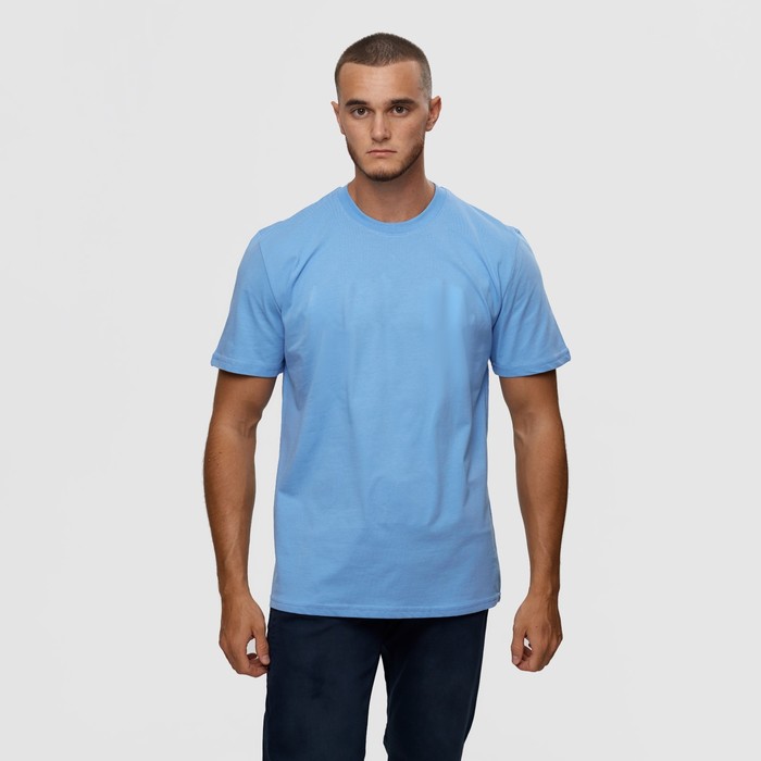 Футболка мужская, цвет голубой/принт МИКС, размер L мужская футболка доберман принт собака l черный