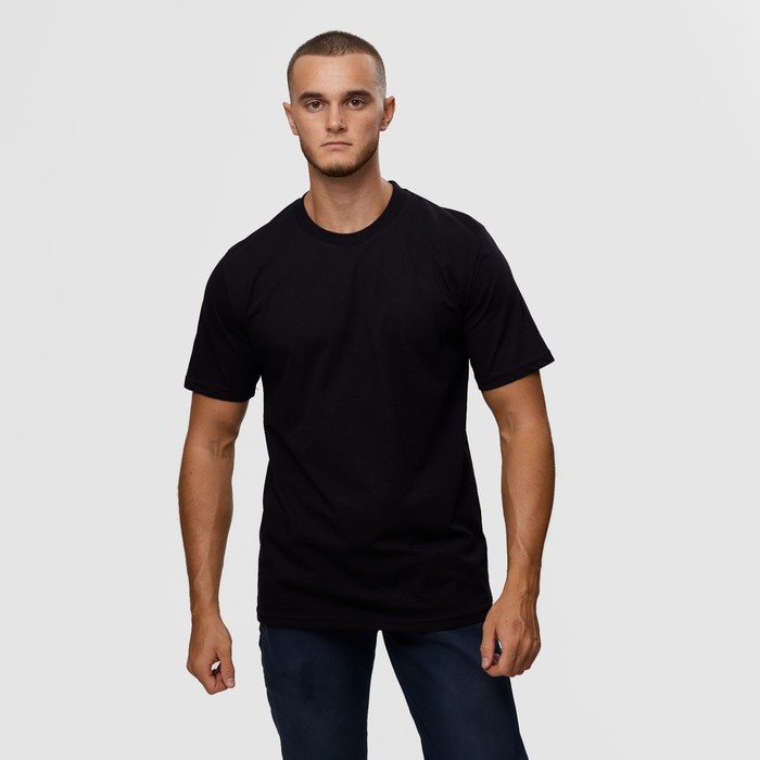 Футболка мужская, цвет чёрный/принт МИКС, размер L мужская футболка доберман принт собака l черный