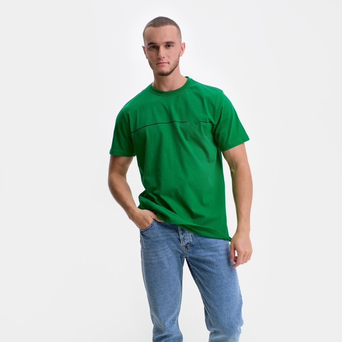 Футболка мужская, цвет зелёный/принт МИКС, размер L мужская футболка доберман принт собака l черный