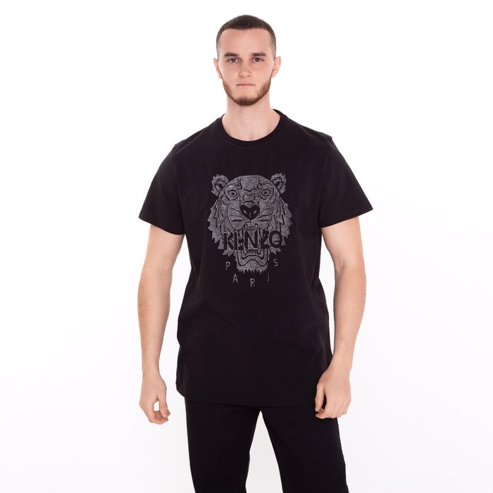 Футболка мужская (тигр из пайеток), цвет чёрный/принт МИКС, размер 2XL футболка мужская цвет чёрный размер 2xl