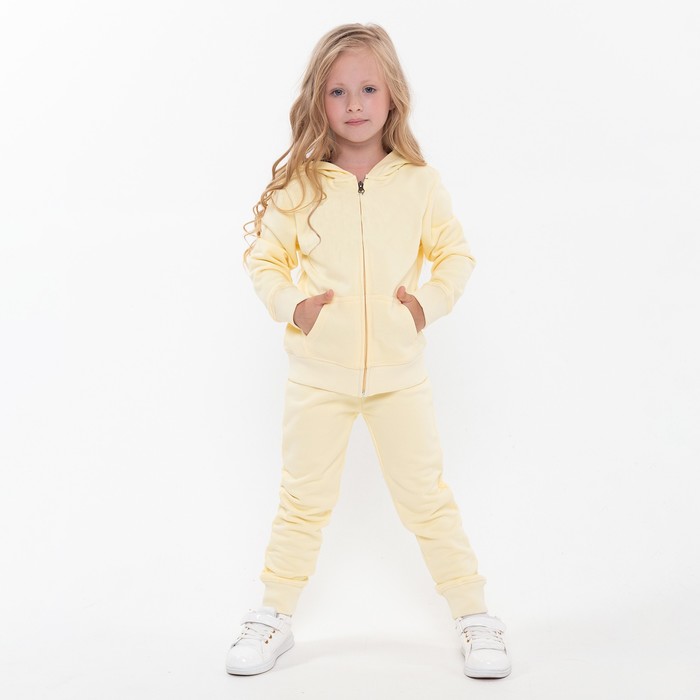Костюм для девочки (толстовка, брюки), цвет жёлтый, рост 104 см (4) костюм для девочки толстовка брюки цвет серый рост 104 110см