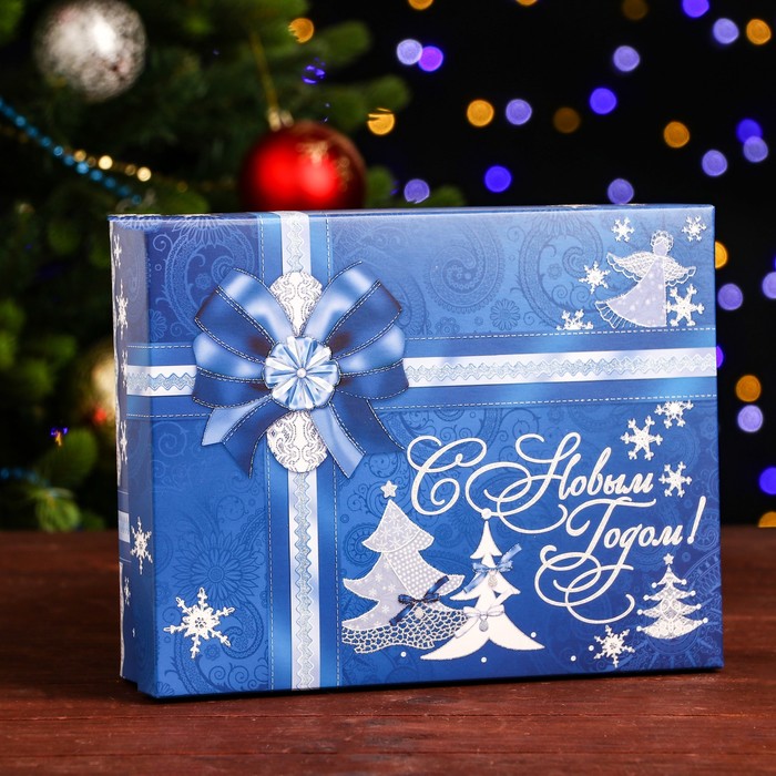 Подарочная коробка Подарочная коробка синяя, 23,5 х 6,5 х 18,7 см