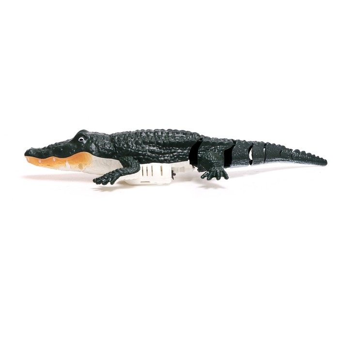 Крокодил радиоуправляемый, плавает, работает от батареек, цвет зеленый