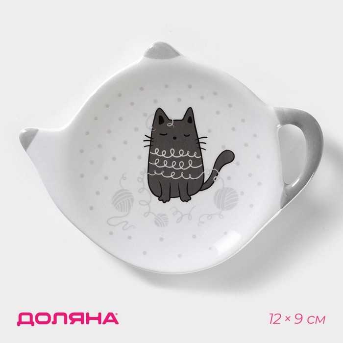 цена Подставка под чайный пакетик Доляна «Уютные коты», 12×9 см