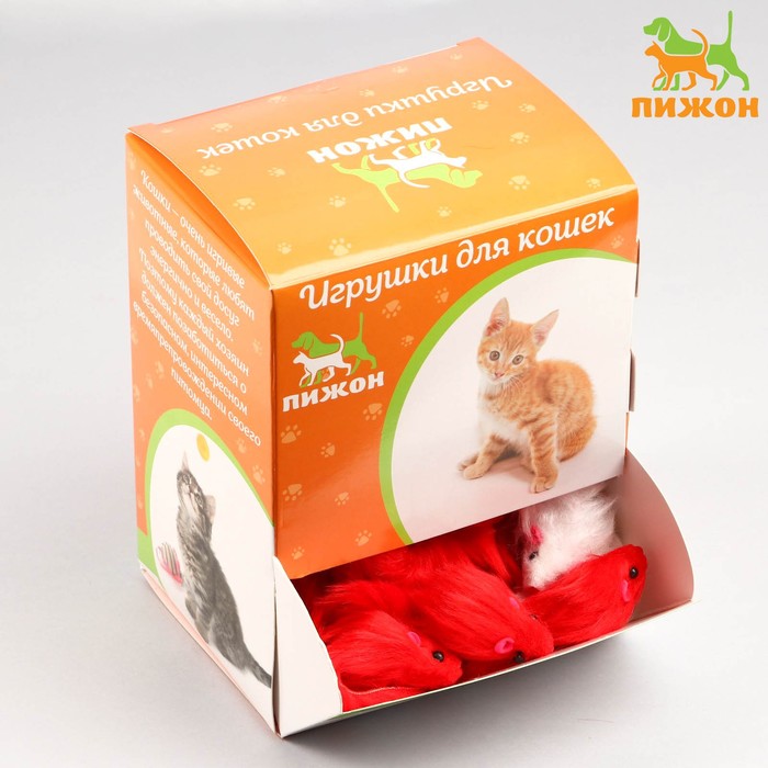 

Мышь меховая однотонная 6,5 см, фасовка 40 шт, микс цветов